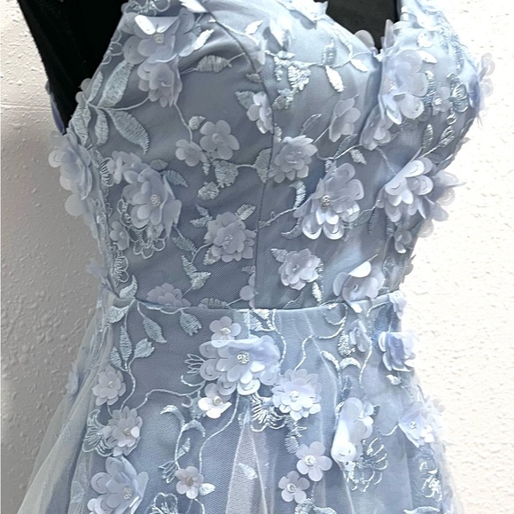 Teeze Me Blue Spaghetti Strap Prom Dress 3/4 - Picture 12 of 12